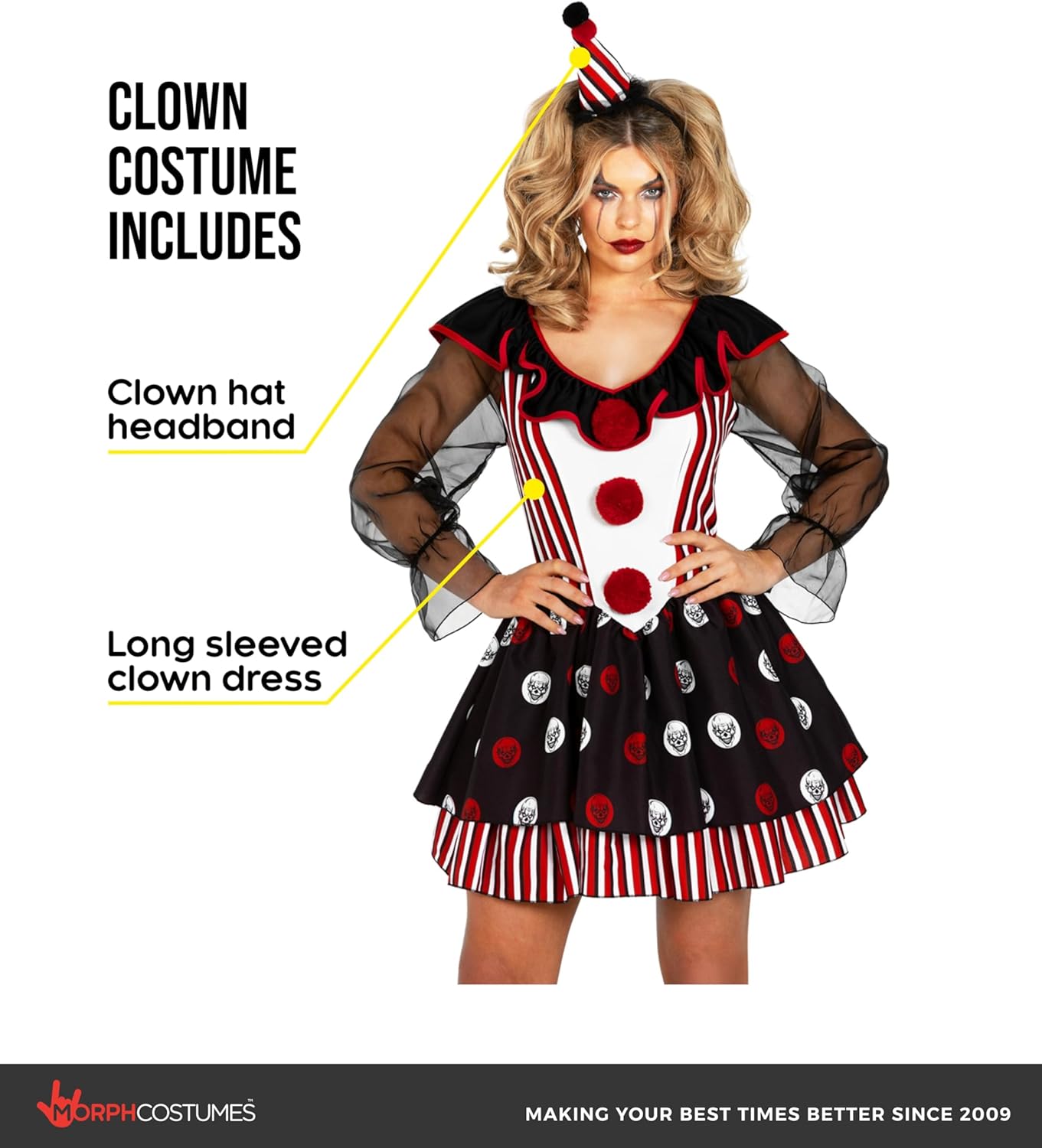 Morph Scary Clown Costume Womens Halloween Costumes For Womens Clown Costume Jester Halloween Outfit Women
