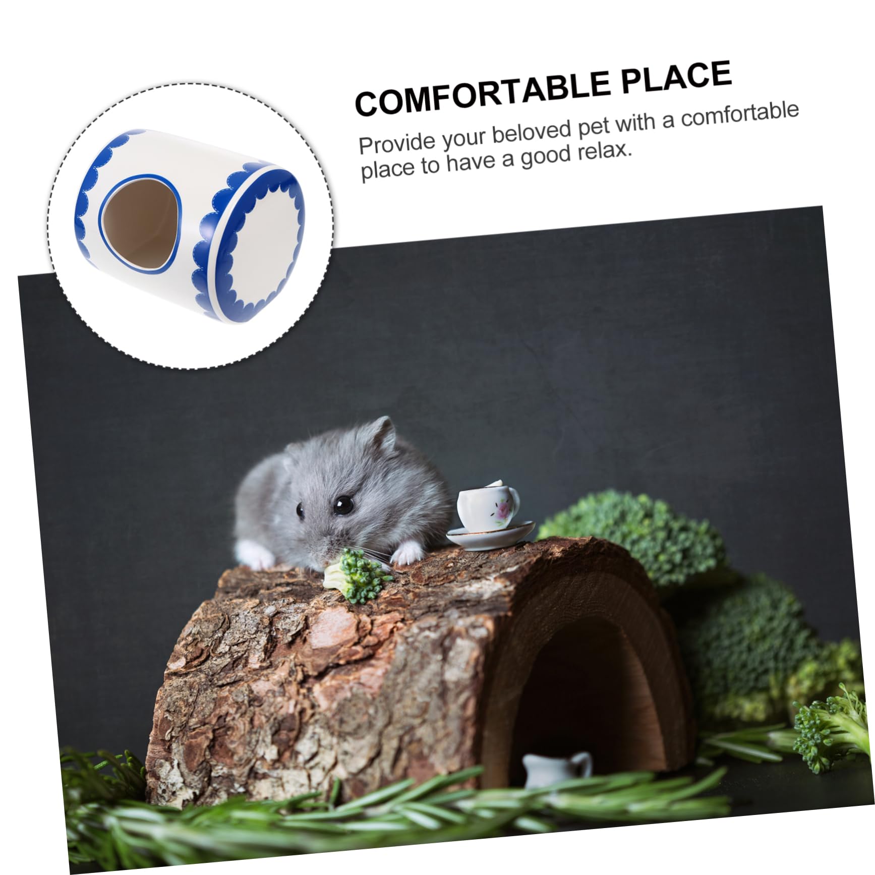 Casetta in Ceramica Blu per Criceti e Ricci, Rifugio Estivo Confortevole e Resistente, come Casa Fresca per Piccoli Animali Domestici