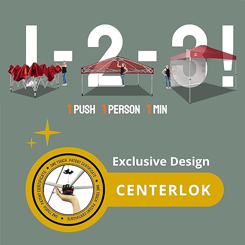 Miniatura 2 de CROWN SHADES Toldo desplegable de 10 x 10 pies con 1 pared lateral, tienda de campaña de playa con una configuración de empuje, parasol al aire