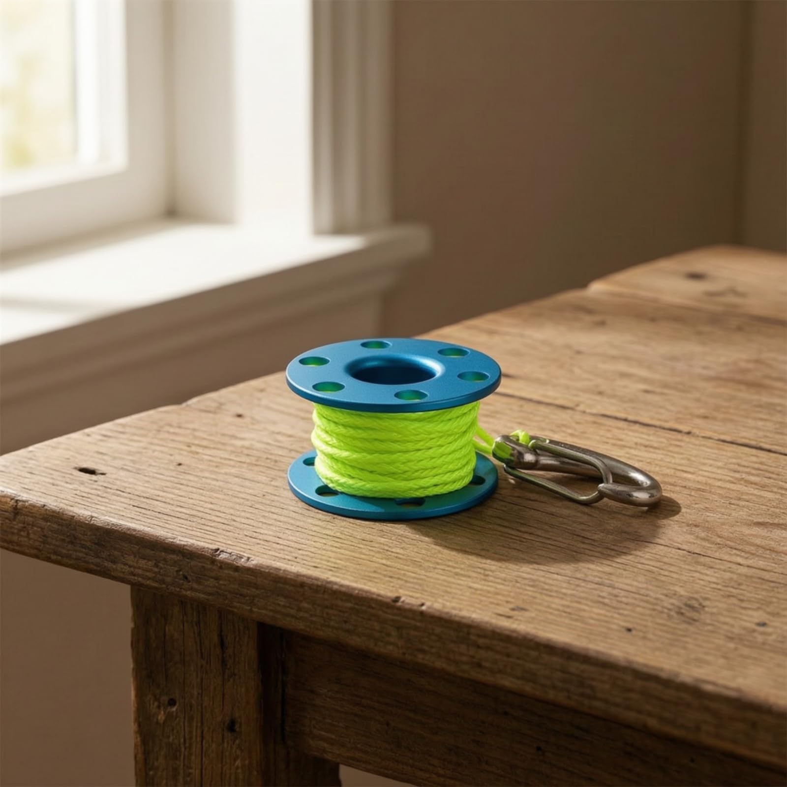 Gralara Ciondolo a Forma di Rocchetto Leggero Mini Rocchetto Decorativo Compatto Accessorio per Pendolari, Ruota Blu Con Filo Giallo