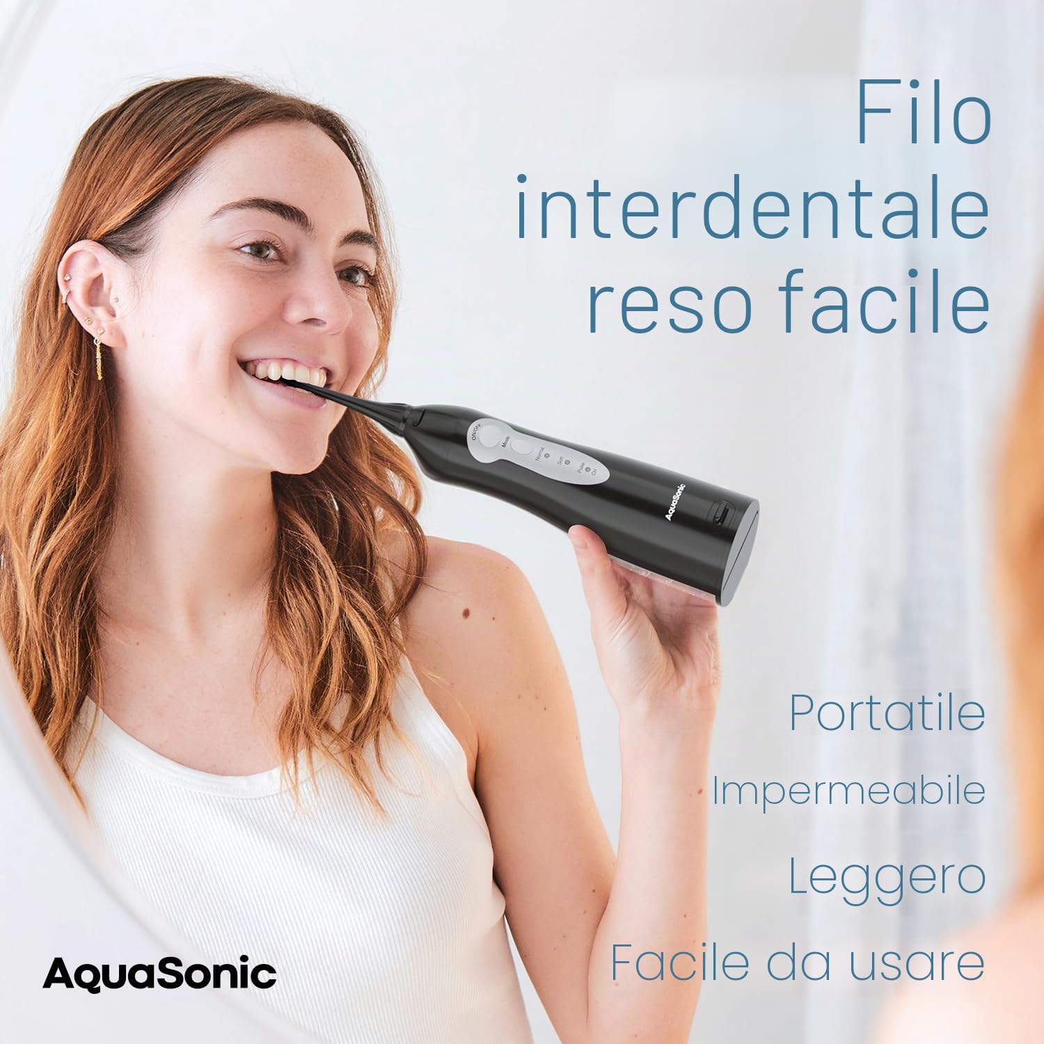 Aquasonic Aqua Flosser - Professional Rechargeable Water Flosser with 4 Tips - Oral Irrigator w/ 3 Modes - Portable & Cordless Flosser - Kids and Braces - Dentist Recommended