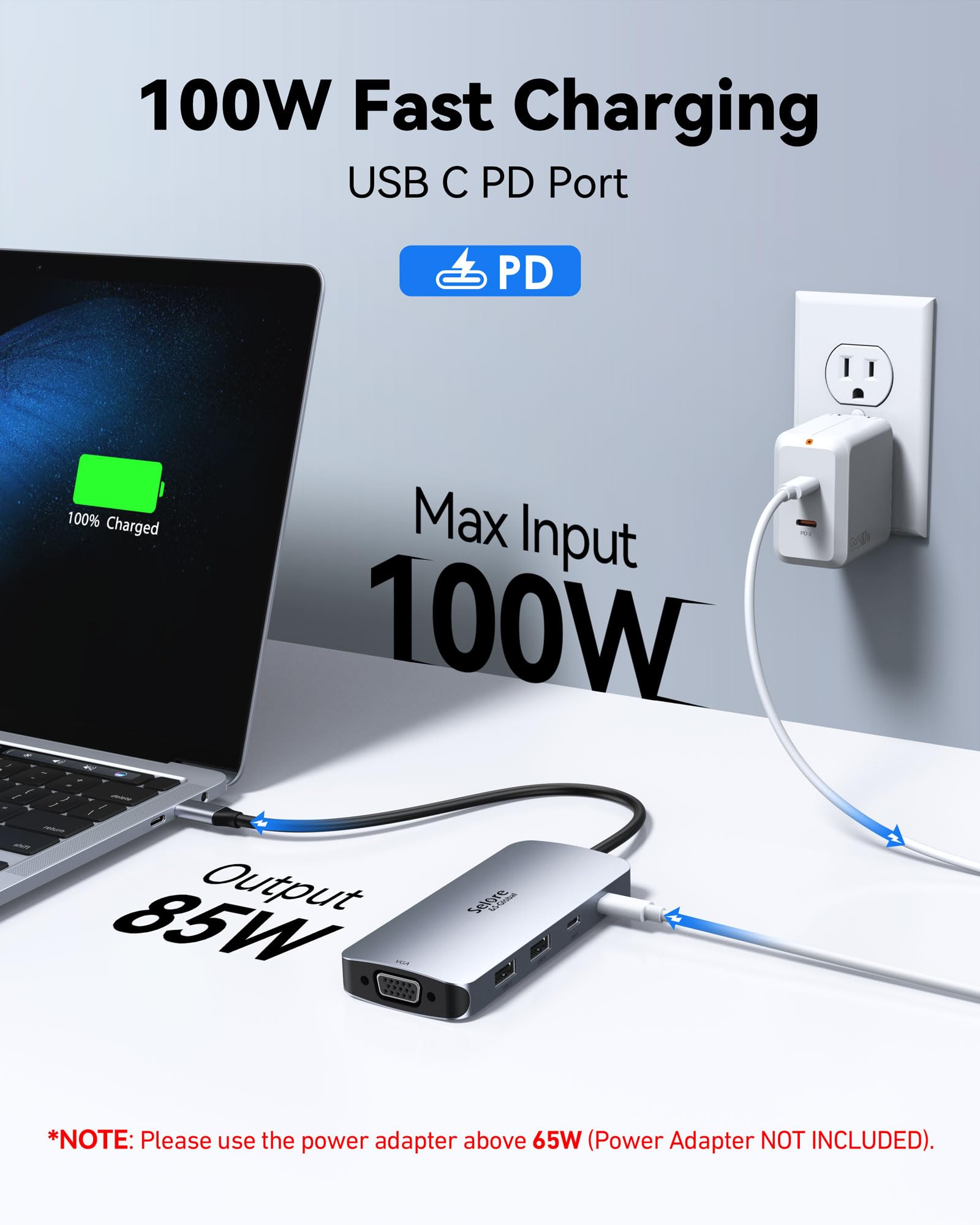Stacja dokująca USB C z dwoma portami Displayports 8 w 1, adapter wieloportowy z 4K HDMI, 2 * 4K DP, 1080P VGA, 2*USB2.0, USB C Data, 100W PD 3.0, stacja wielomonitorowa do laptopów Dell HP Lenovo