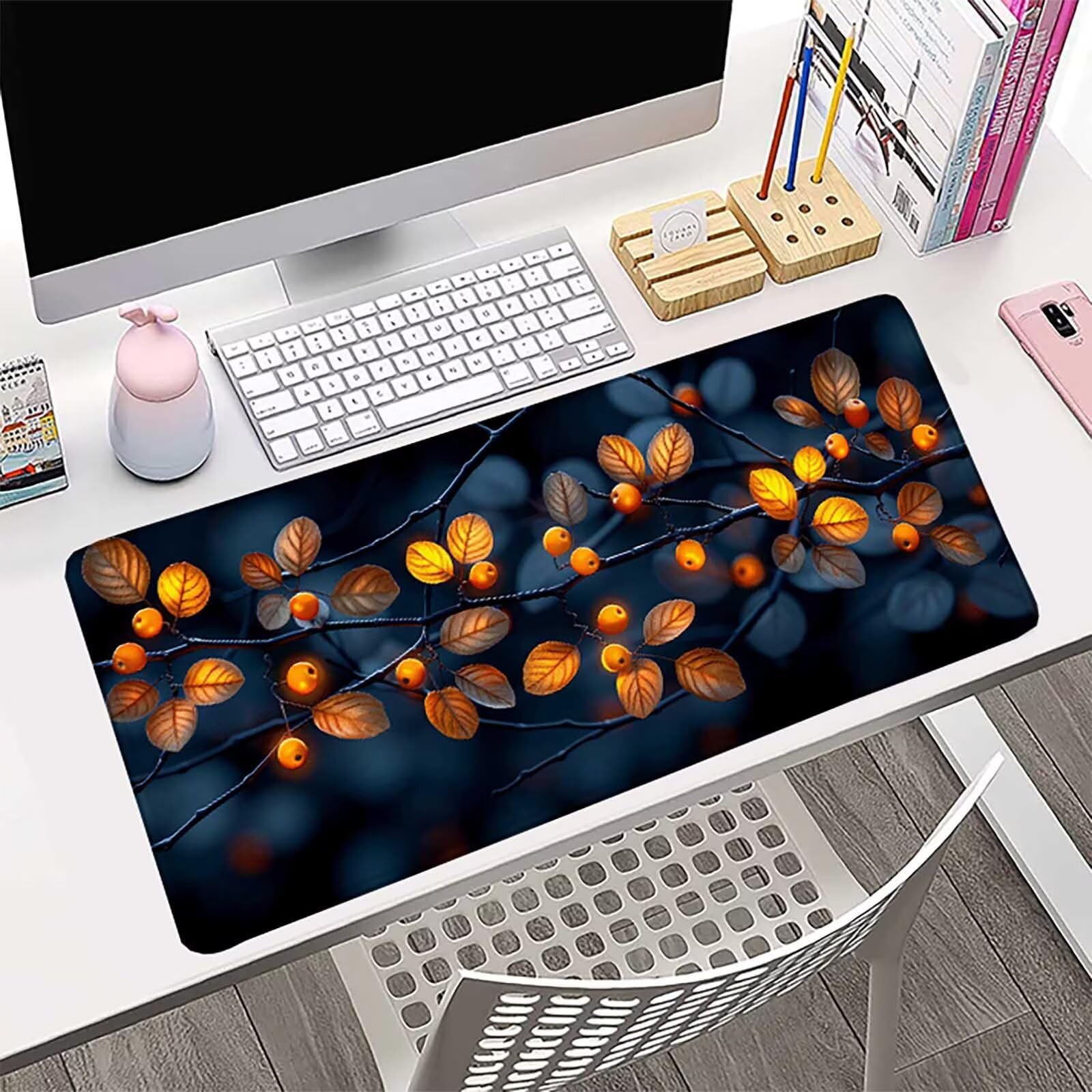 Negro Alfombrilla Ratón Planta Alfombrilla Gaming XXL (1500x800x3MM), Impermeable Mouse Pad con Bordes Cosidos, Tapete Escritorio con Base de Goma Antideslizante para Gaming, PC, Oficina -zzg250551