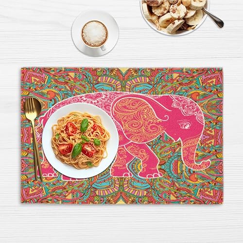 Miniatura 5 de Map Elephant) Juego de 4 manteles individuales lavables resistentes al calor, manteles individuales para cocina, mesa de comedor, interior y