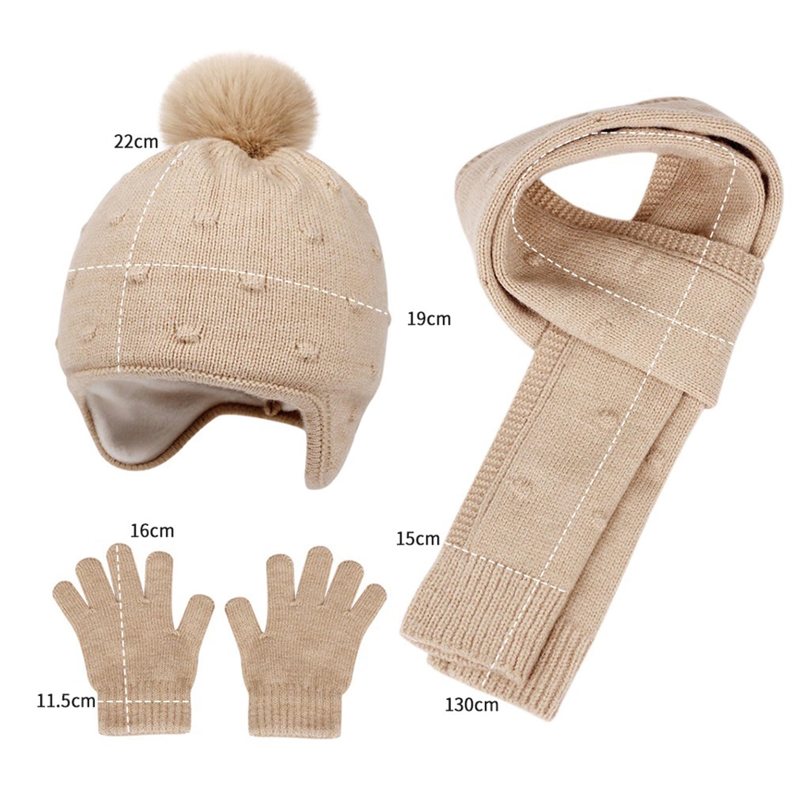 Bonnet Chaud écharpe Gants 3 en 1 Ensemble Chaud avec Doublure