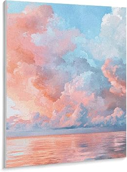 Shrandi Pastel Sky Over Calm Water Paint by Number, Adult Paint by Number Kits, Painting Kits for Adults Digital Oil Painting Gift and Home Wall Decor 16 * 20inch 40 * 50CM