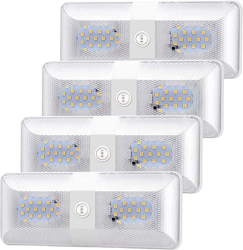 BlueFire Paquete de 4 luces LED superbrillantes de CC 12 V para techo de autocaravana, iluminación interior de caravana, remolque, caravana, luces