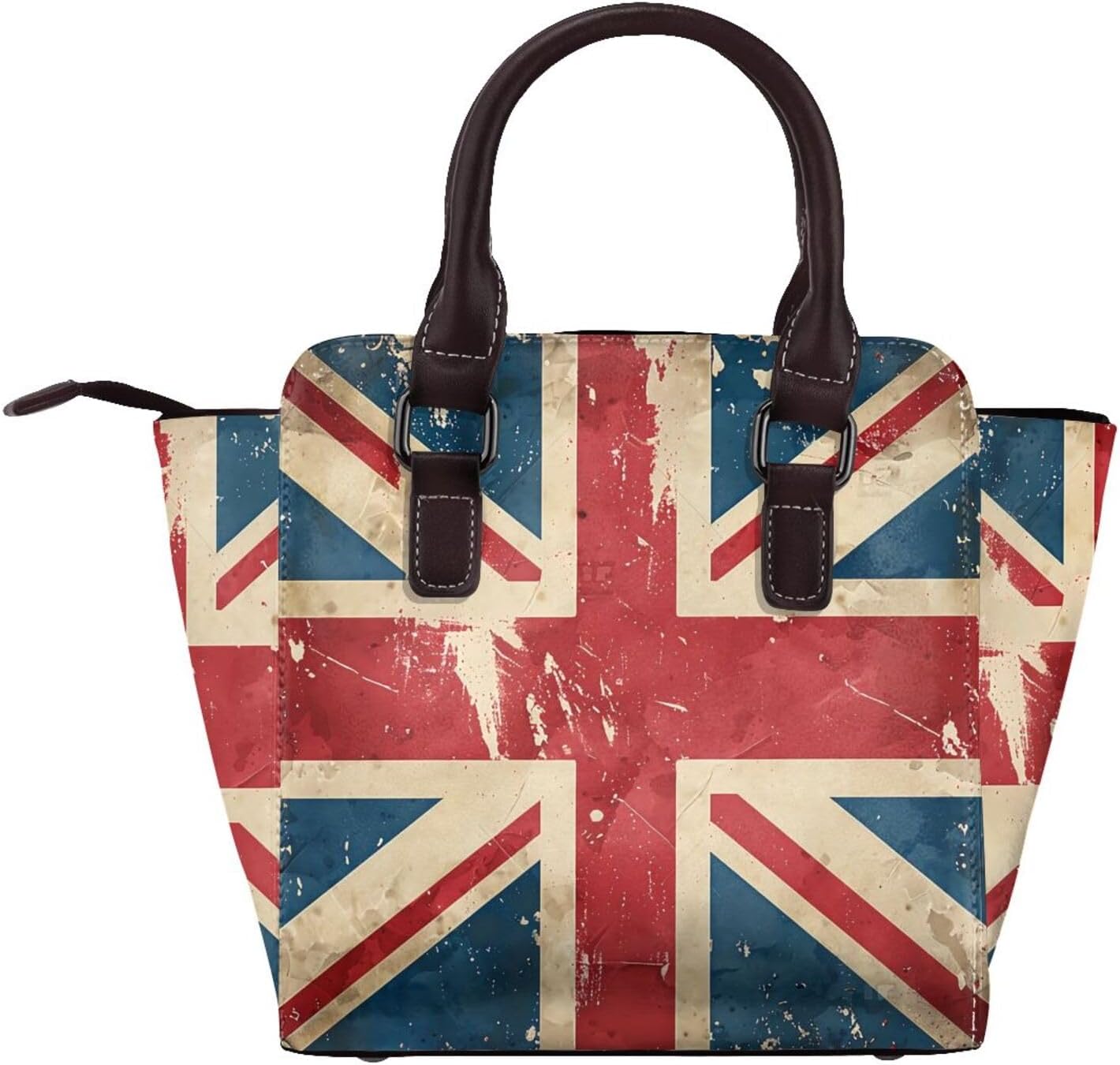 Leather Shoulder Bag for Women, Vintage Uk Flag Studded Purse British Flag Crossbody Handbags Punk Hobo Bag with Adjustable Strap