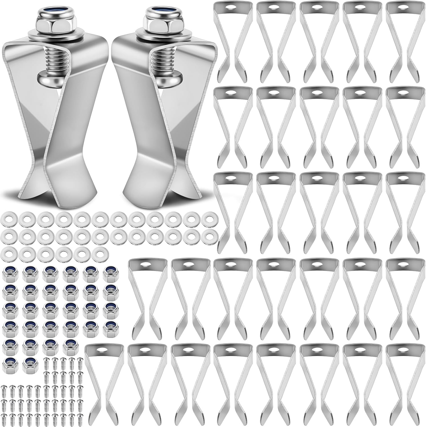 Hicarer 30 Set Window Well Cover Clips Outside 1.4 x 0.7 x 0.5 Inch Egress Window Well Covers Hardware Kit Basement Spring Clip with Screws Heavy Duty Clip for Basement Windows Exterior