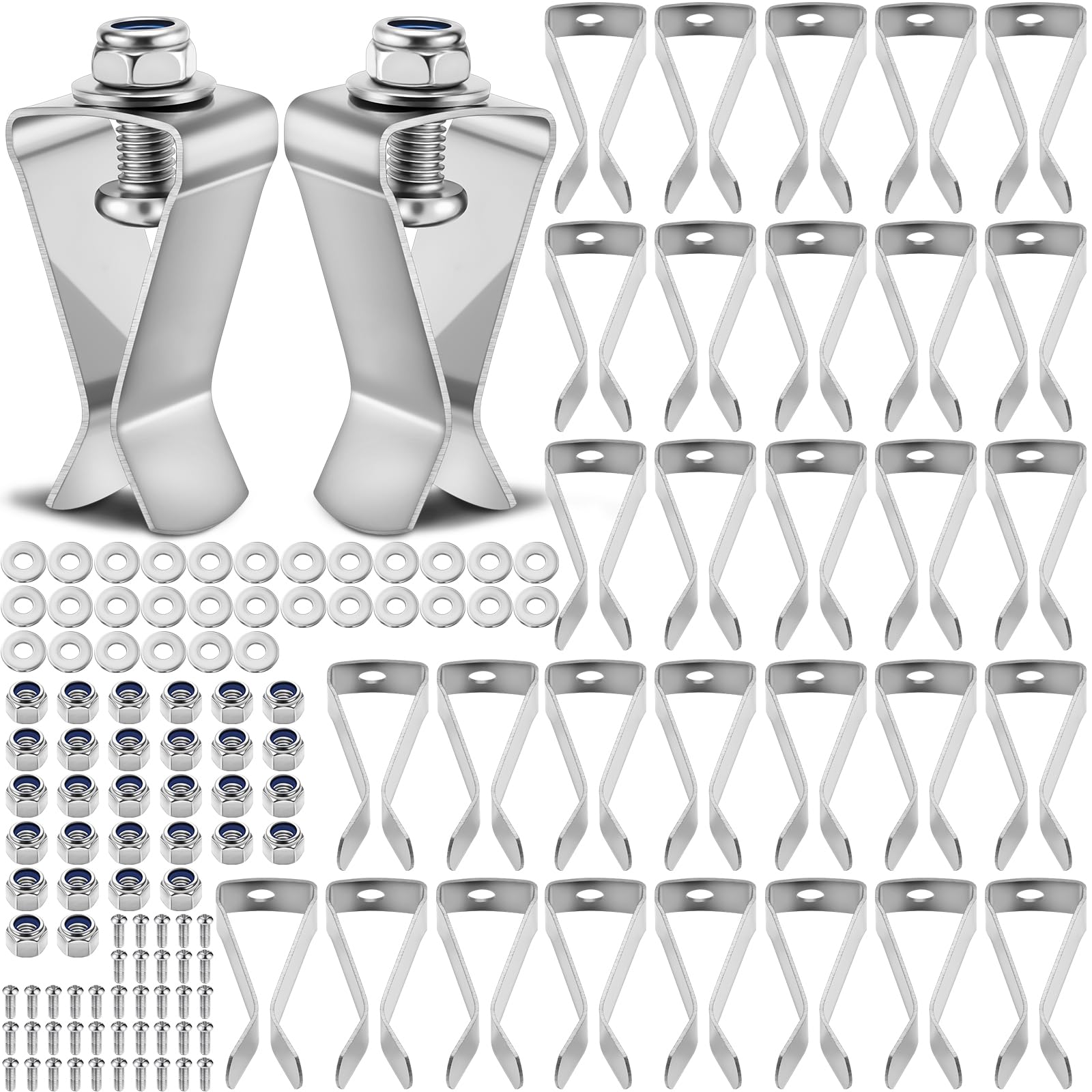 Hicarer 30 Set Window Well Cover Clips Outside 1.4 x 0.7 x 0.5 Inch Egress Window Well Covers Hardware Kit Basement Spring Clip with Screws Heavy Duty Clip for Basement Windows Exterior