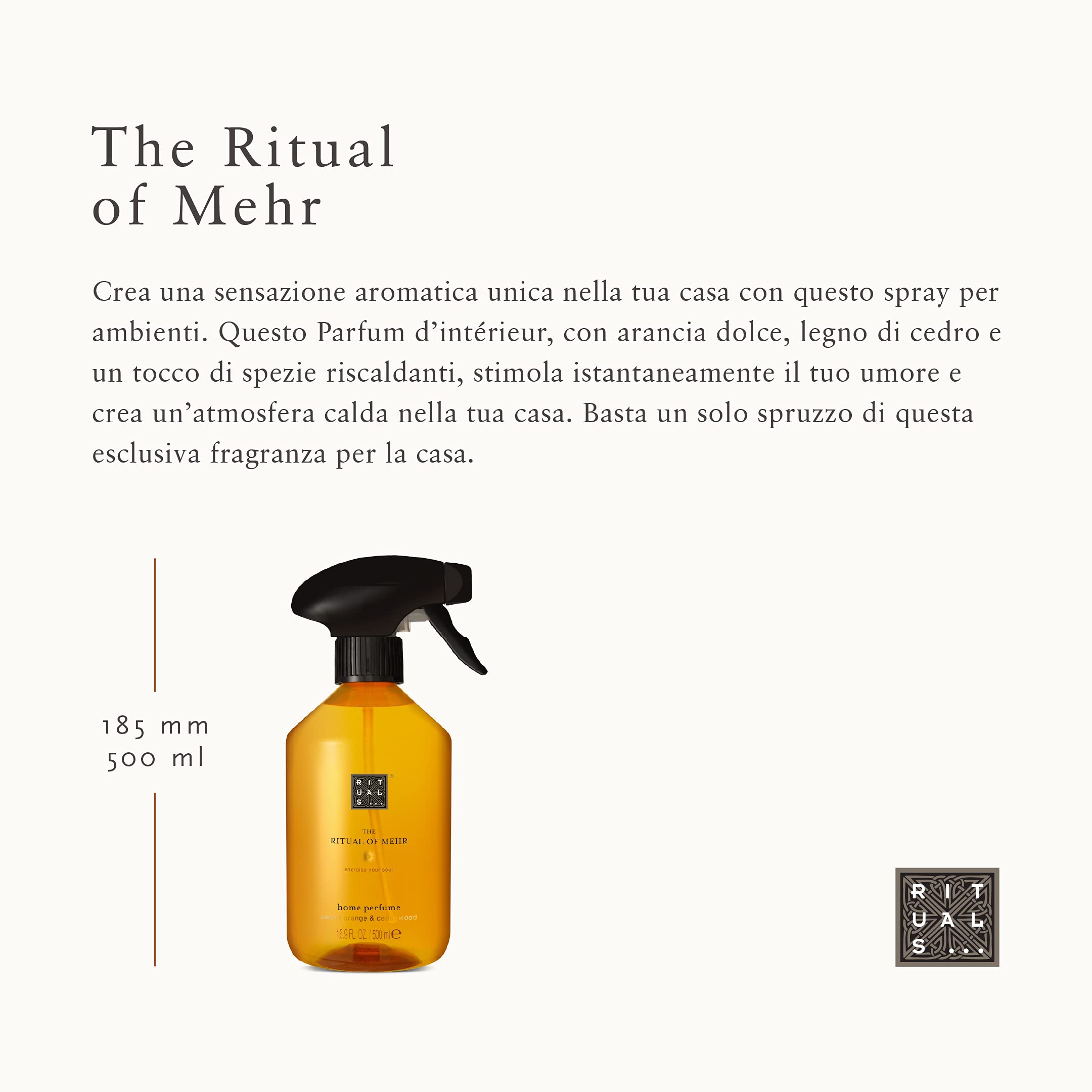 RITUALS Spray per Ambienti di The Ritual of Mehr, 500 ml - Con Arancio & Legno di Cedro - Proprietà Energizzanti & Stimolanti