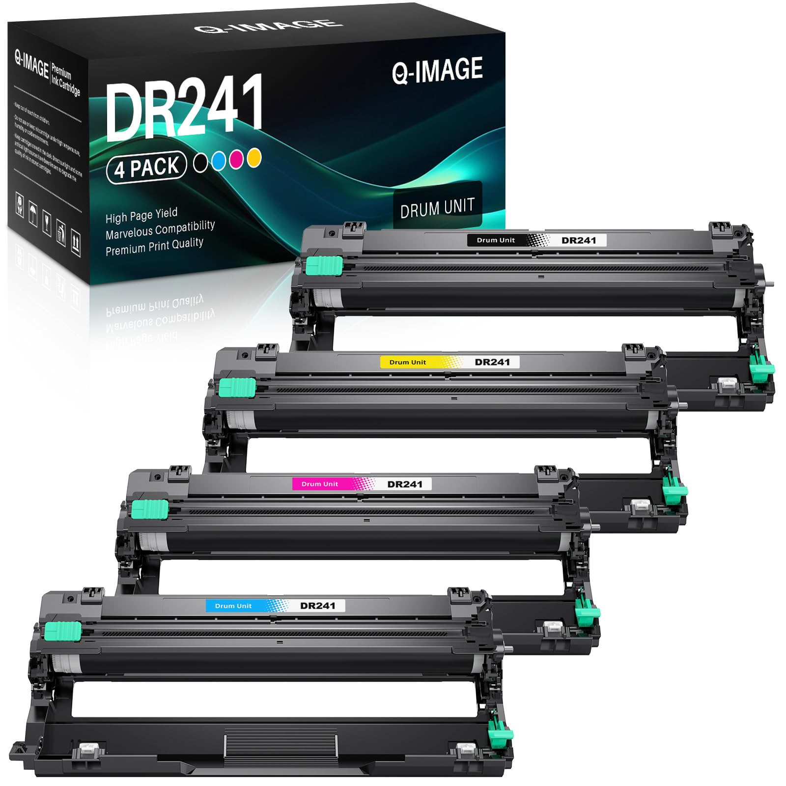 Q-image DR-241CL DR 241CL Lot de 4 tambours de rechange pour DR-241CL Compatible avec Brother MFC 9332CDW DCP 9022CDW MFC 9142CDN HL-3142CW HL-3152CDW HL-3150CDW HL-3140CW MFC-9332CDW