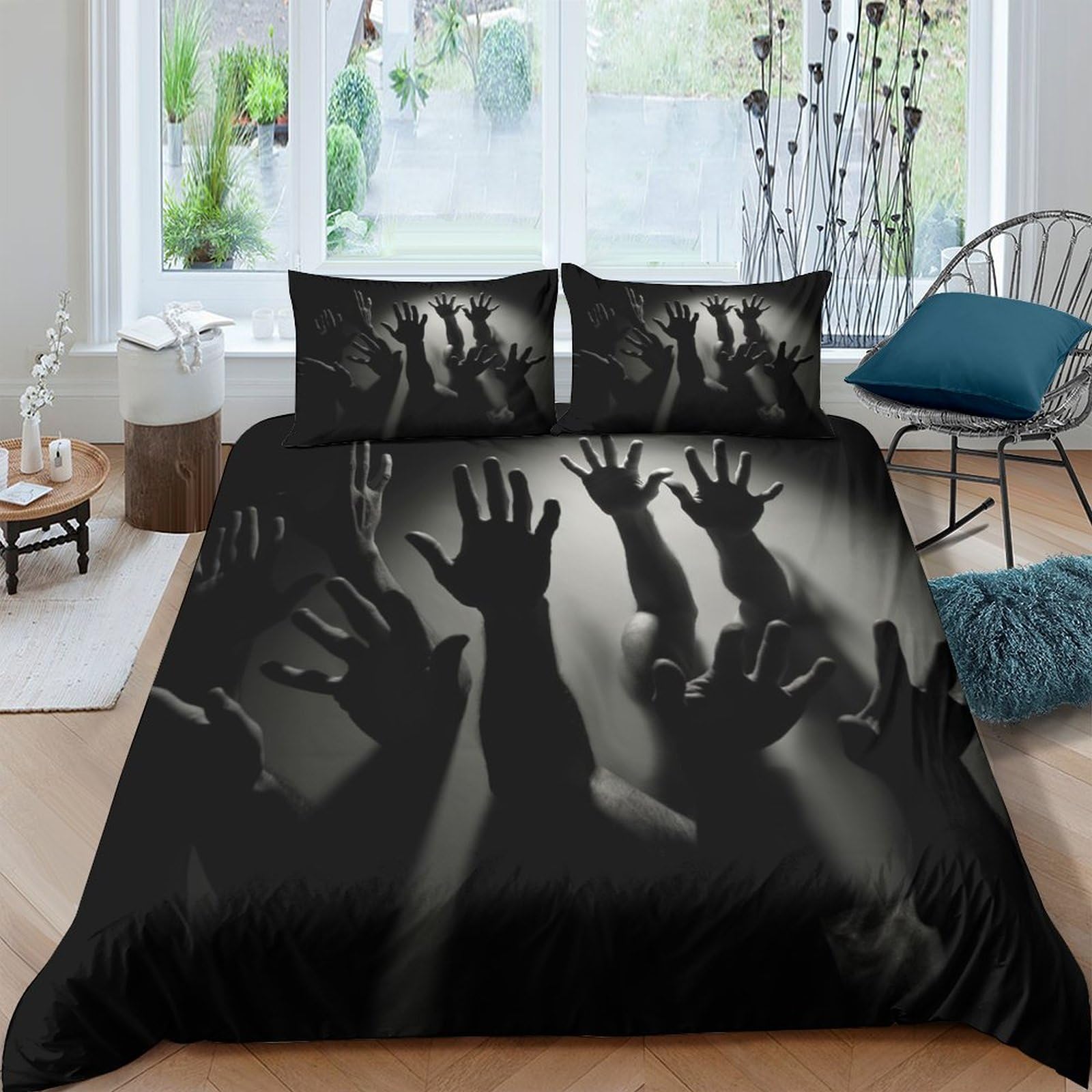 Housses de couettes squelette 200x200cm en microfibre douce et anti-plis