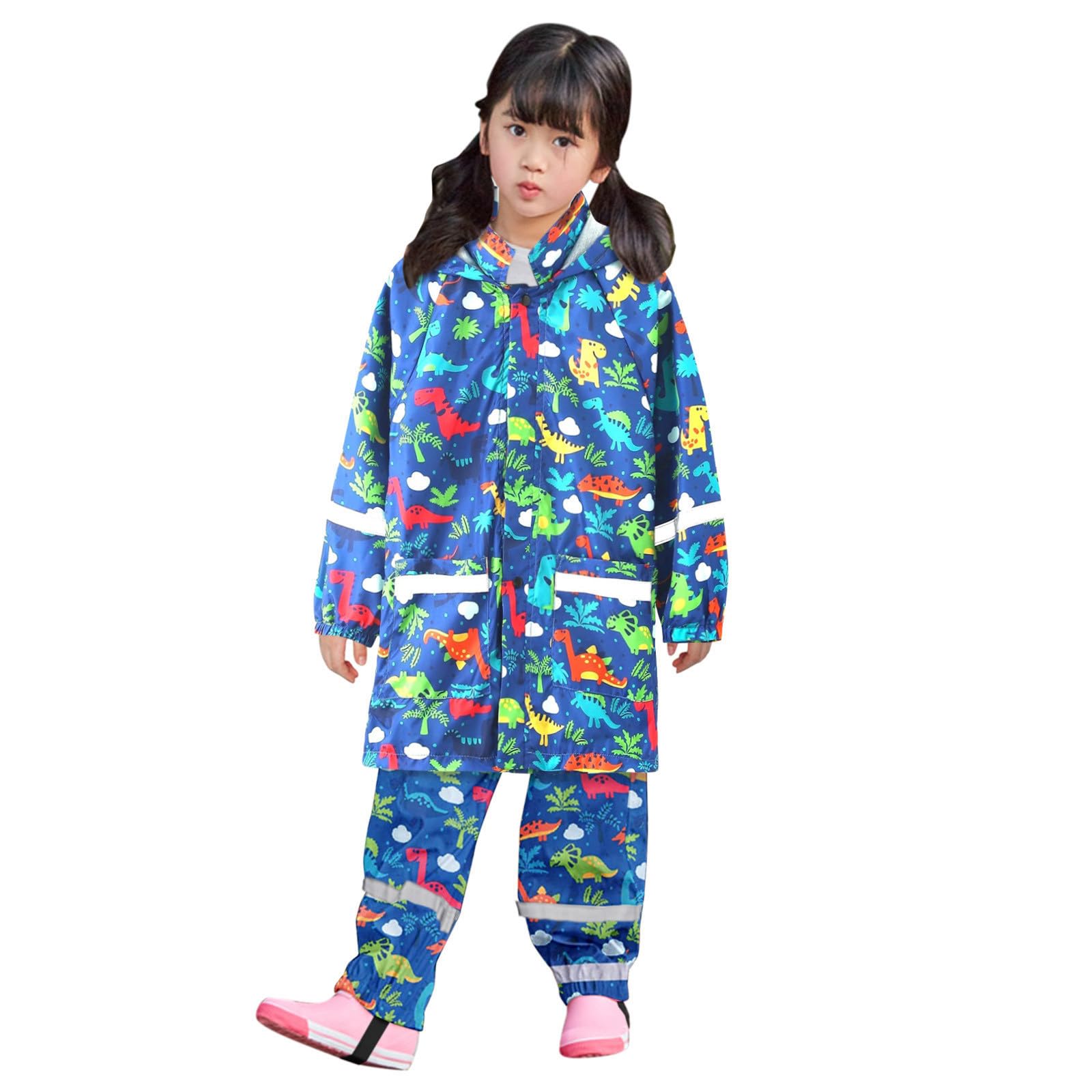 Chubasquero Niño 4-5 Años - Impermeable Niño 14 Años - Chaqueta Impermeable Con Capucha Y Botones Con Estampado De Dinosaurio Y Arcoíris Para Niños Y Niñas Impermeable A Prueba De Viento Sudadera
