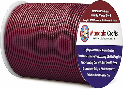 Miniatura 202 de Cuerda Mandala Crafts 0.03 pulgadas 109 yardas para hacer joyería, artesanía, macramé, cuerda de algodón encerado