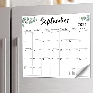 Aesthetic 2024 Magnetic Calendar for Refrigerator, Fridge Calendar Magnet Runs Until December 2025, 18 Monthly Refrigerator Calendar with Greenery Designs for Easy Organizing, 2024 Old Edition