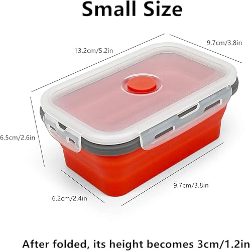 Miniatura 8 de ECOmorning Contenedor redondo plegable para almuerzo de silicona de 3 piezas, contenedor plegable para almacenamiento de alimentos con tapas