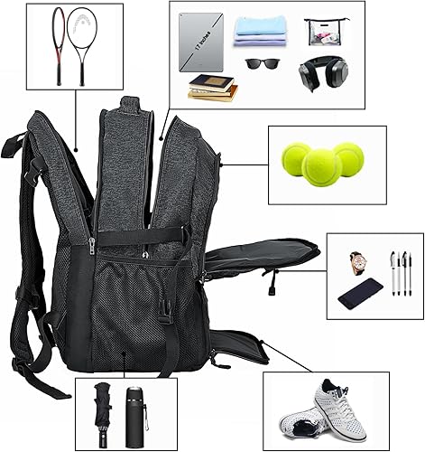 Miniatura 2 de Goloni Bolsa de tenis Mochila 2 raquetas con compartimento ventilado para zapatos de sujeción 12 (pequeño) a 16 (grande)