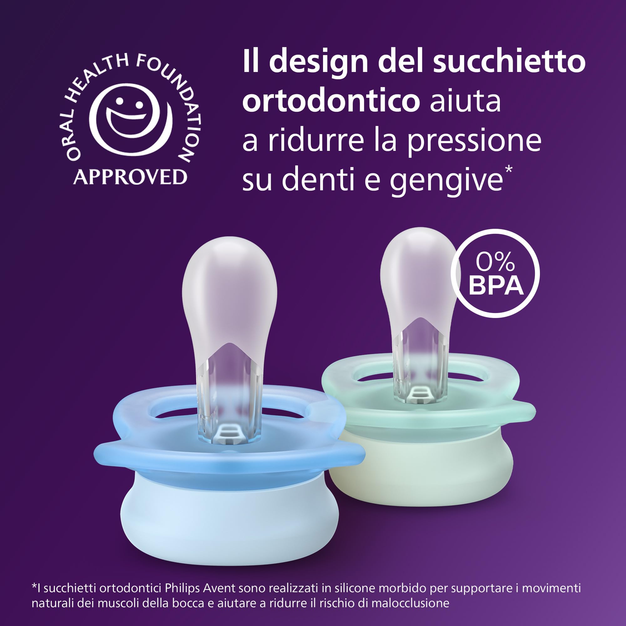 Philips Avent Ultra Start Ciuccio ortodontico neonati silicone senza BPA custodia sterilizzazione confezione da 2 SCF075/12