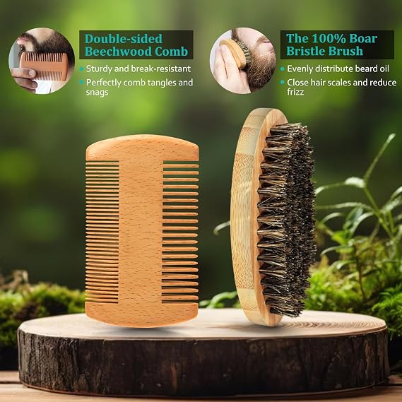 RAFFIN Beard Kit w/Beard Oil, Beard Balm, Beard Brush, Beard Comb, Beard Wash/Shampoo for Men's Self-care, Christmas & Stocking Stuffers for Adult Men, Birthday Gifts for Him Husband Boyfriend Dad