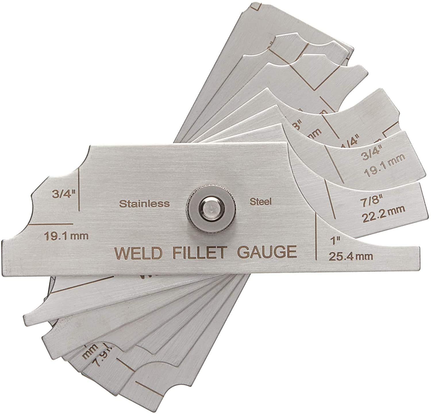 OMEX 7 Piece Fillet Welding Inspection Gauge Set INCLUDES Leather Case - (1/8