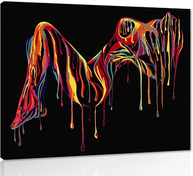 Home Decor Wall Art Sexy Woman Painting Colorful Woman Body Posters and Prints Suitable for Living Room Bedroom Bathroom and Aisle Wall Decoration Stretched and Framed Ready to Hang - 18x24 inch