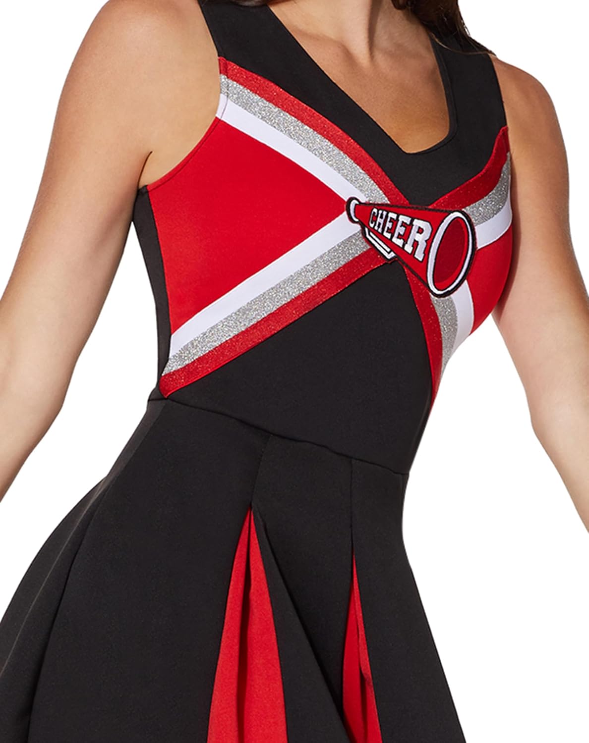 Spirit Halloween Adult Black and Red Cheerleader Uniform Costume | Cheerleader Outfit