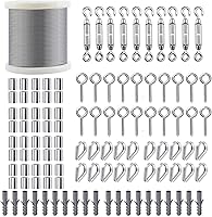 Vista 7 de TooTaci Kit tensor de alambre de tensor, cable de acero inoxidable recubierto de vinilo de 100 pies 1/16 con tensores M5 para cortina, enrejado