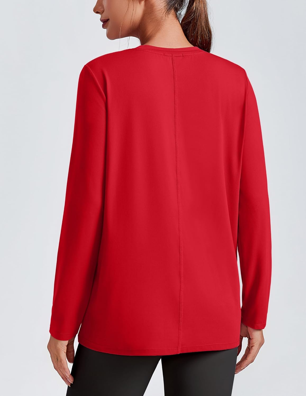 PINSPARK Workout Tops for Women Long Sleeve Yoga Shirts Crew Neck Athletic Top Loose Fit for Running Gym Hiking - Image 2