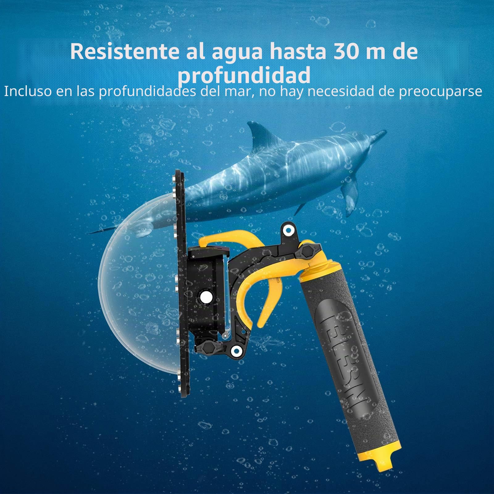 TELESIN Dome Port para GoPro Hero 12/11/10/9 Black, Funda Impermeable de 6 Pulgadas con Flotador Empuñadura, con Pistola de gatillo y Toma subacuática para fotografía subacuática
