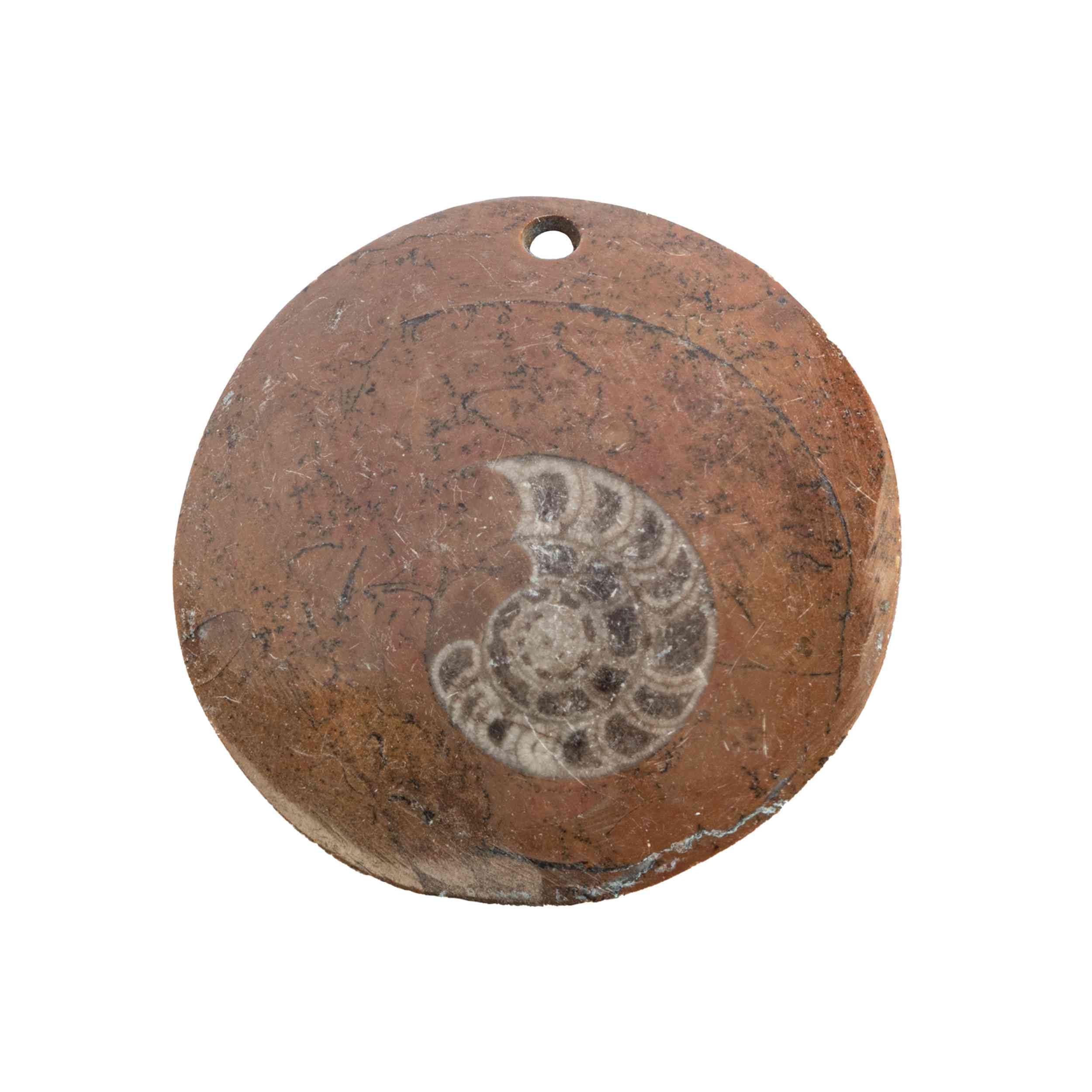 NKlaus Ammonite Pendant 3-4 cm - Fossil Stone with Genuine Nautilus Fossil, Handmade Natural Stone Jewellery, Unique for Men and Women