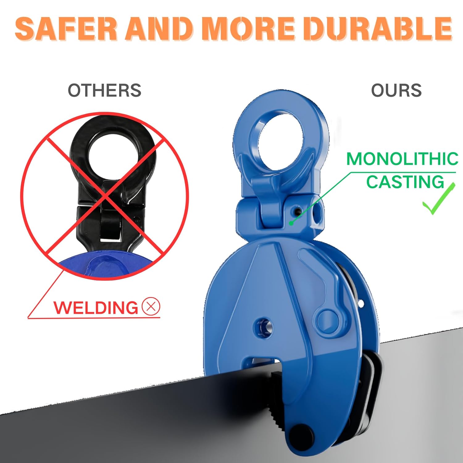 Vertical Plate Clamp, 1760lbs Plate Lifting Clamp,0.8T，Jaw Opening up to 0.6 inch, for Lifting and Transporting