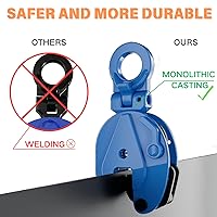 Vista 2 de Abrazadera de placa vertical, abrazaderas de elevación de placa de 2200 libras, 1T, apertura de mandíbula hasta 0.6 pulgadas, para elevación