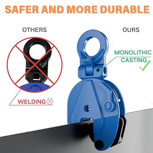 Miniatura 2 de Abrazadera de placa vertical, abrazaderas de elevación de placa de 2200 libras, 1T, apertura de mandíbula hasta 0.6 pulgadas, para elevación y