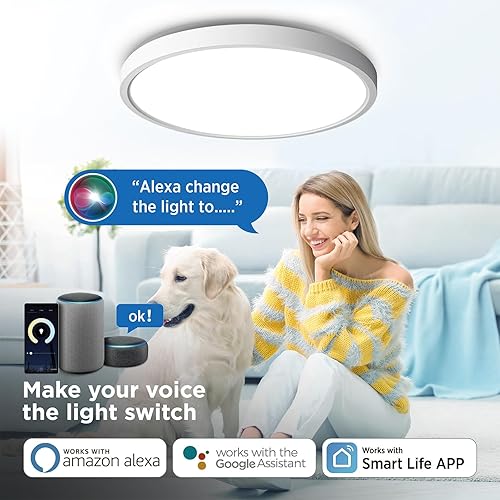 Miniatura 10 de TALOYA Lámpara LED de montaje empotrado de 18 pulgadas, compatible con la aplicación Alexa Google Assistant Smart Life, elegante lámpara de techo