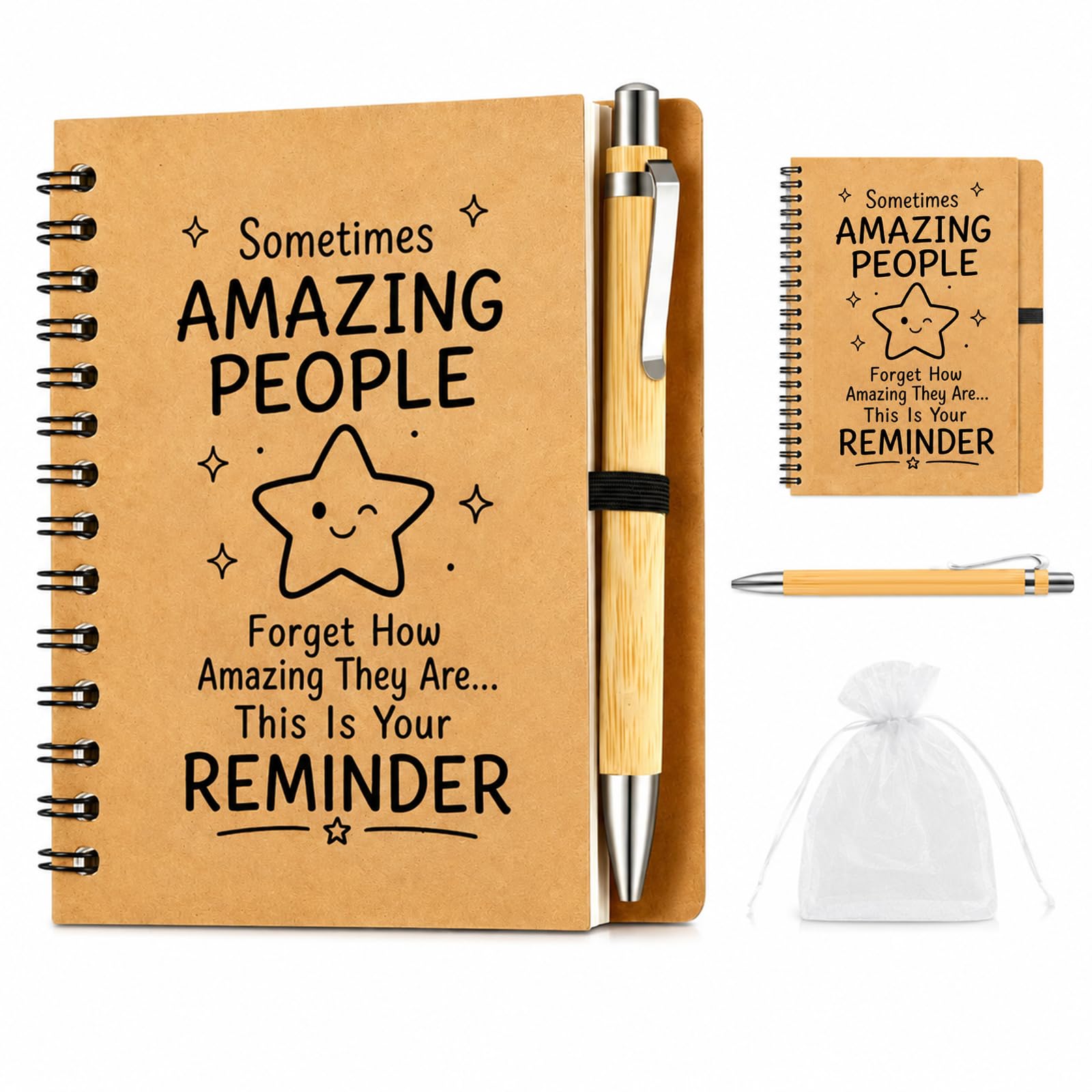VIZIVOLT A5 Amazing People Inspirational Notebook and Pen Set Organza Bag