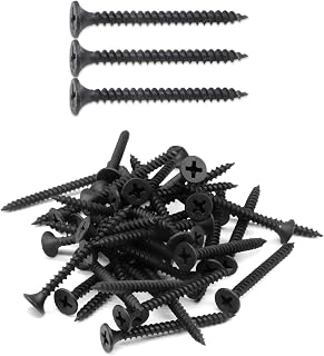 IMScrews 50pcs #8x1-1/2" Flat Head Phillips Drywall Screws Fine Thread Sharp Point Wood Screw, Carbon Steel 1022A, Black Phosphate