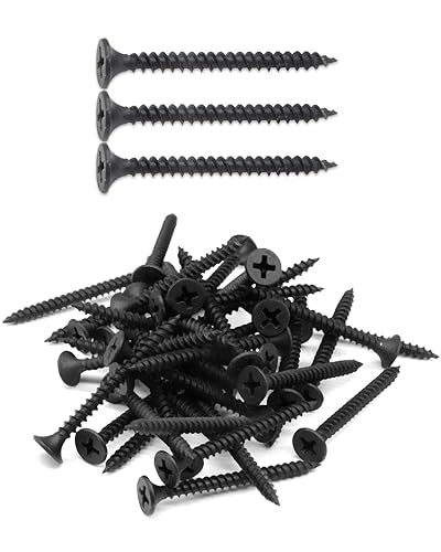 50 tornillos Phillips de cabeza plana #8 x 1-12 pulgadas para paneles de yeso, rosca fina, tornillo de madera de punta afilada, acero al carbono