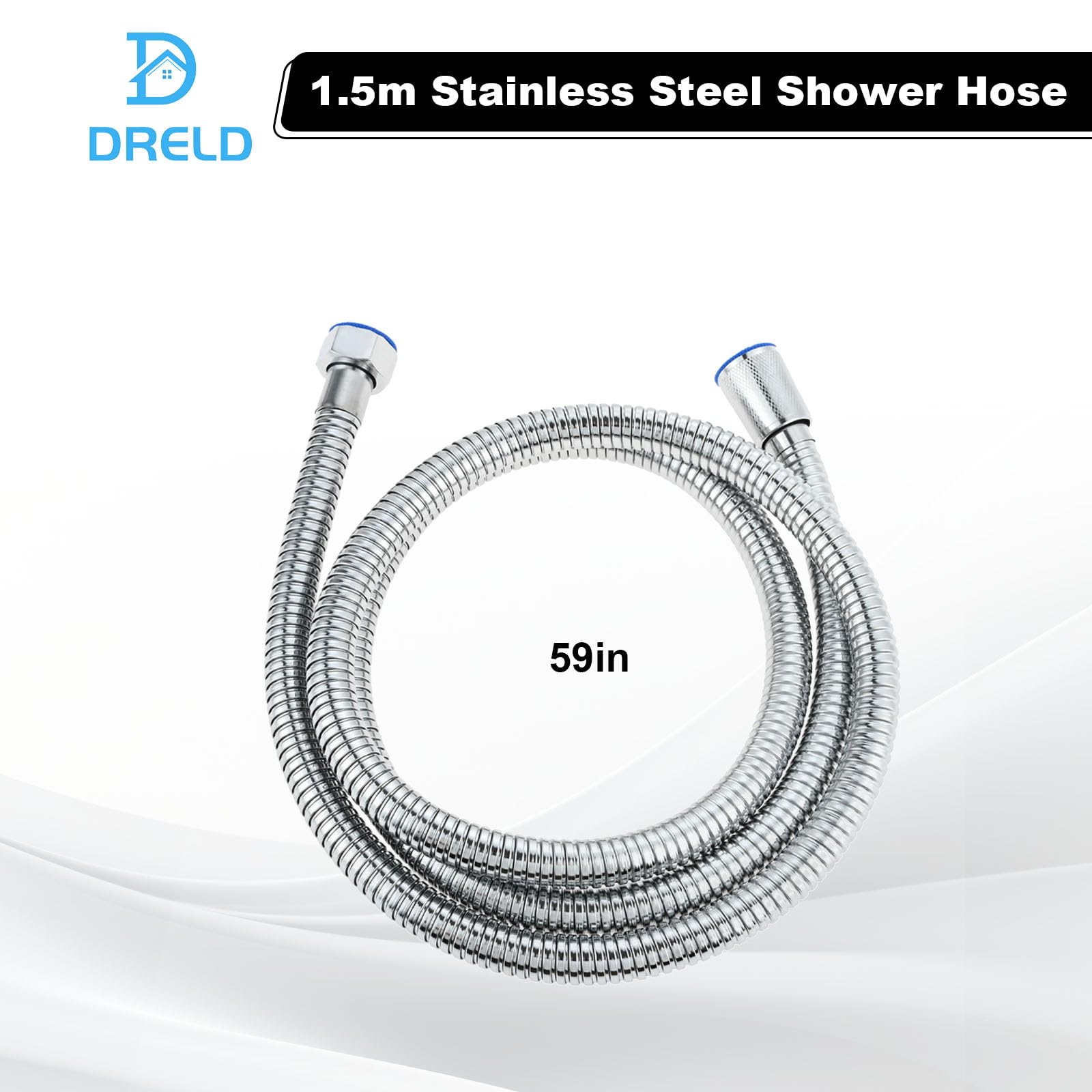 DRELD 2-Piece Retro Stainless Steel Shower Head Set - Victorian Vintage Style Hand Shower with 1.5m Hose, Silver - Image 3