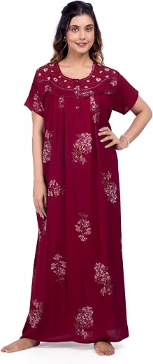 BellaMora Nighty| Nighty for Women Stylish| Alpine Nighty for Women| Night Gown for Women Stylish| Delicate Embroidery| Br...