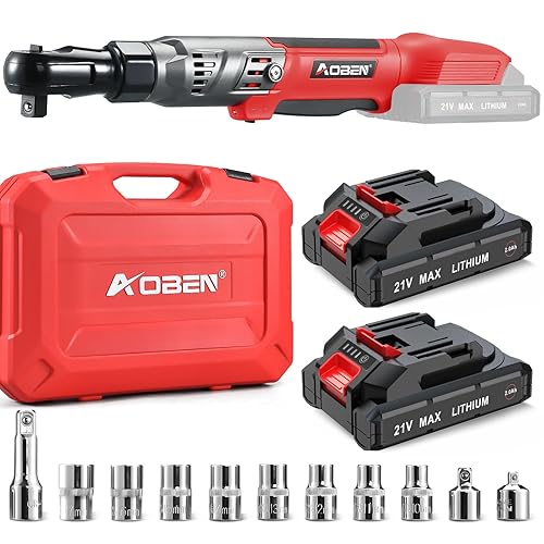 AOBEN 21V 1/2" Cordless Ratchet Wrench Kit-74 Ft-lbs Brushless Electric