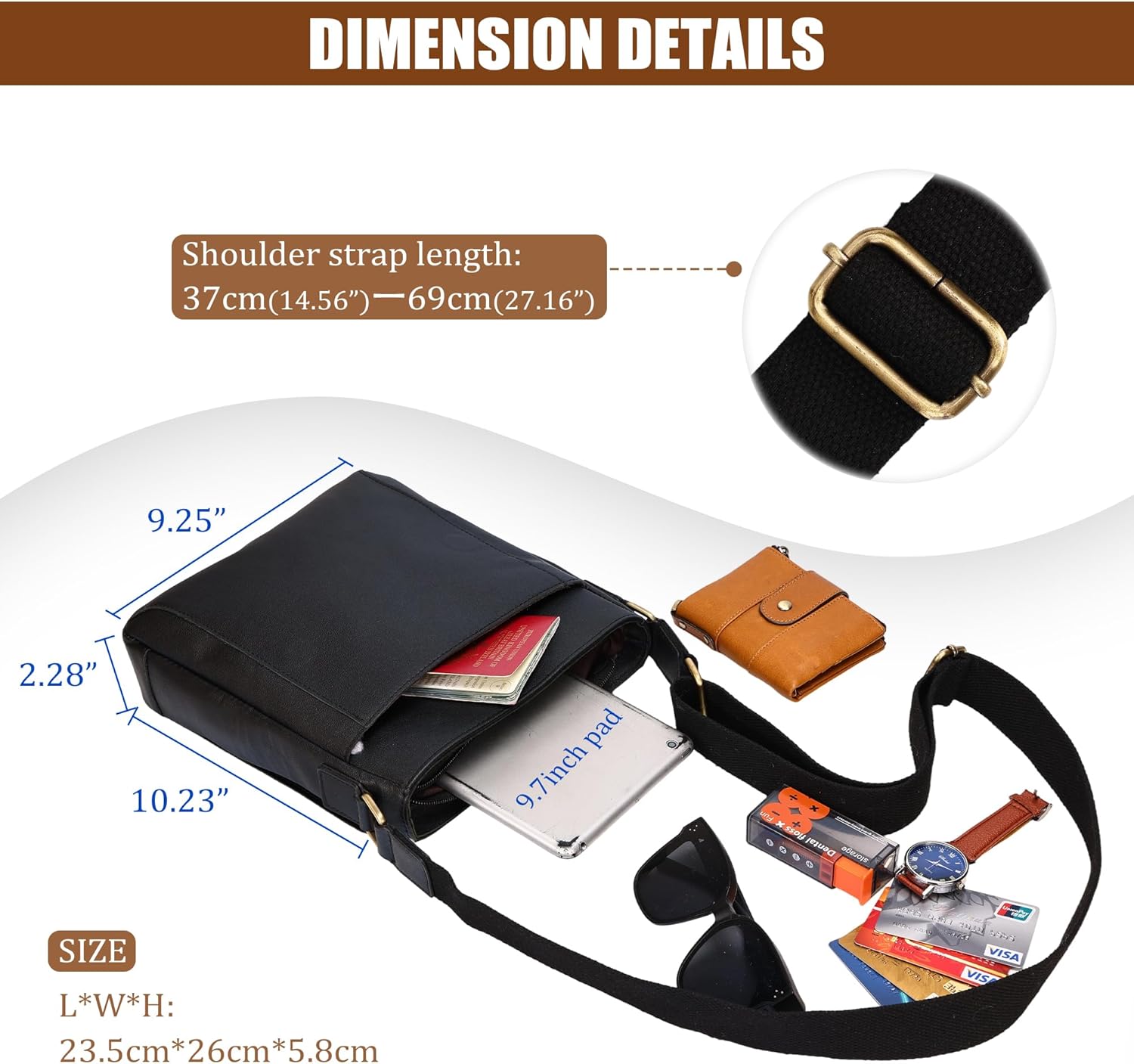 Leathario Crossbody Bag for Men Genuine Leather Small Messenger Shoulder Purse Side Vintage Satchel for Work Business Daily