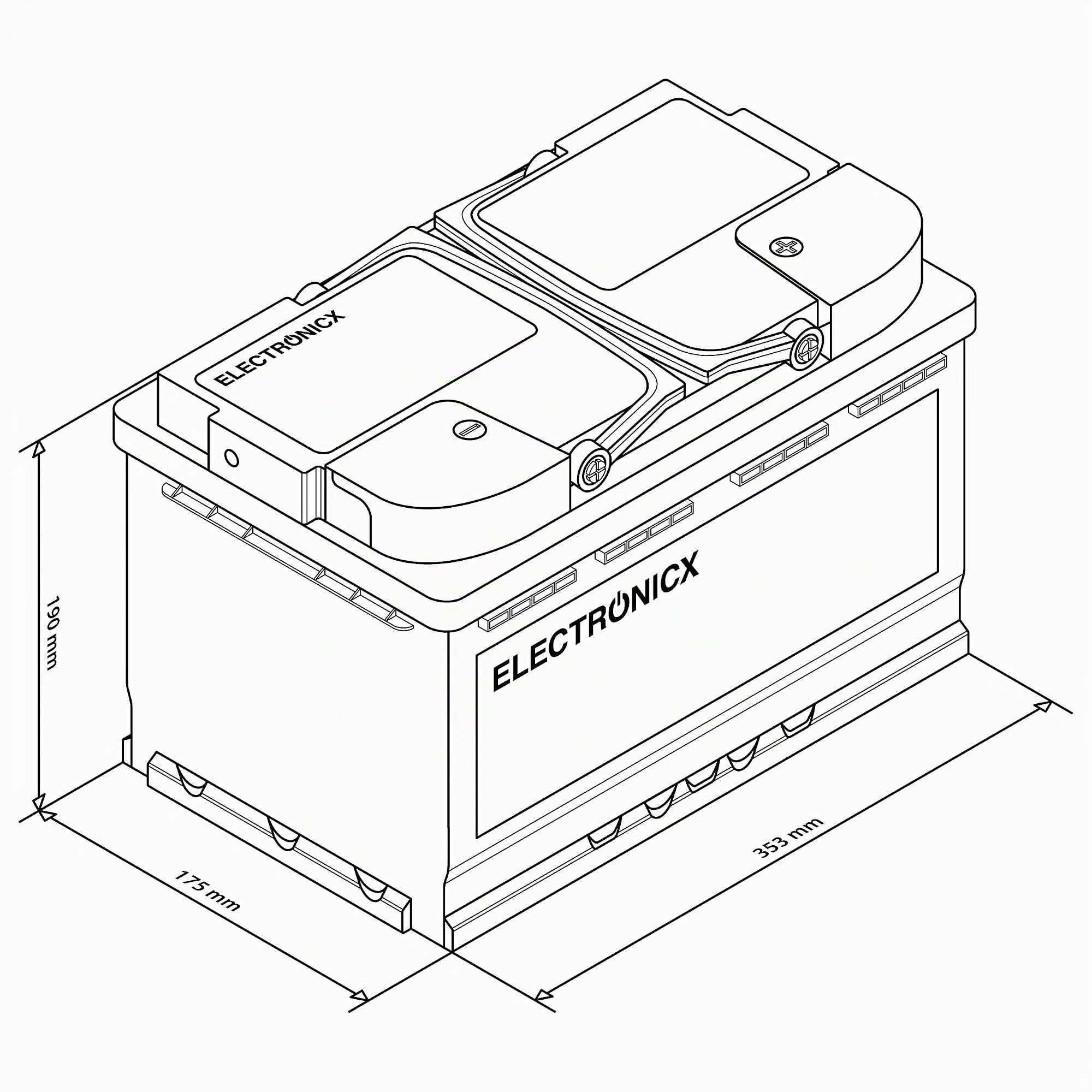 Electronicx Batteria AGM di Alimentazione Mobile 12V 100Ah – Deep Cycle per Camper, Barca, Solare, Offgrid – Batteria AGM 12 Volt 100 Ah senza manutenzione – compatta 275x175x190mm