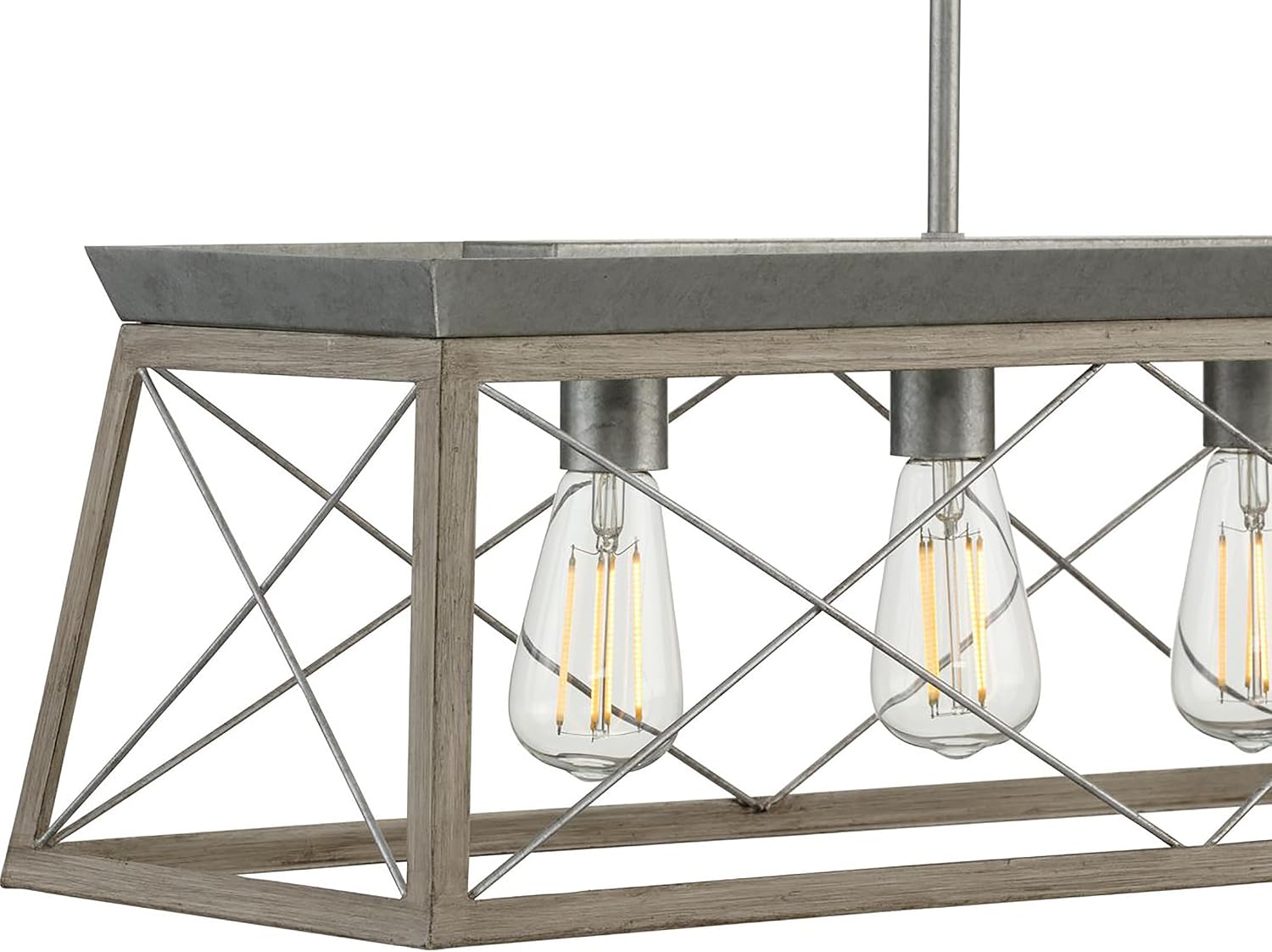 Progress Lighting Briarwood Collection 5-Light Dining Room Light Fixture, Farmhouse Style Modern Chandelier for Kitchen and Dining Room, 38" by 9", Bleached Oak