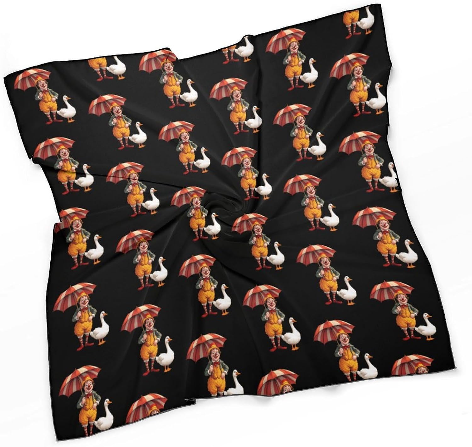 Circus Clowns-Actions Silk-Like Square Scarf for Women Vintage Printed Neck Scarf Bandanas Hair Scarves