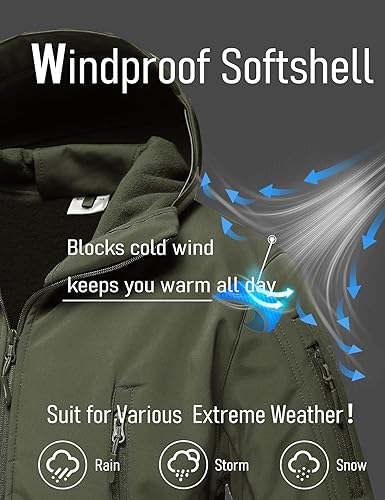 Miniatura 5 de MAGCOMSEN - Chaqueta táctica con capucha para hombre impermeable suave abrigo de invierno