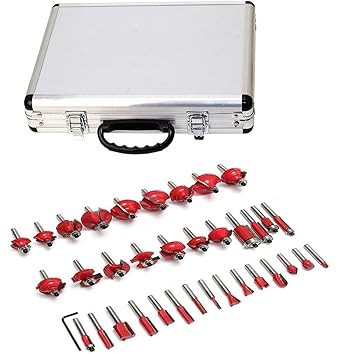ISC Combo Set 35Pcs Router Bit Set 8mm Shank with A Professional Suit Case. Rotary Tool (8 mm)