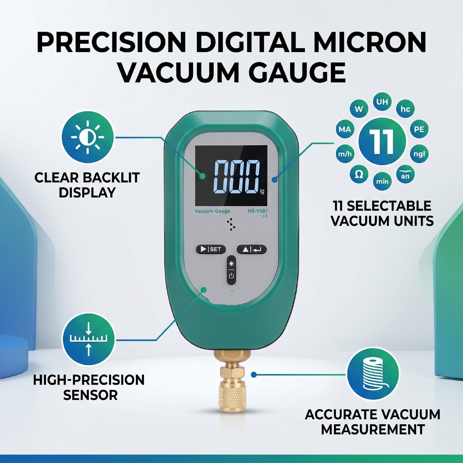 Topiky Medidor de Vacío Digital HVAC, Rango de 0-75000 Micrones