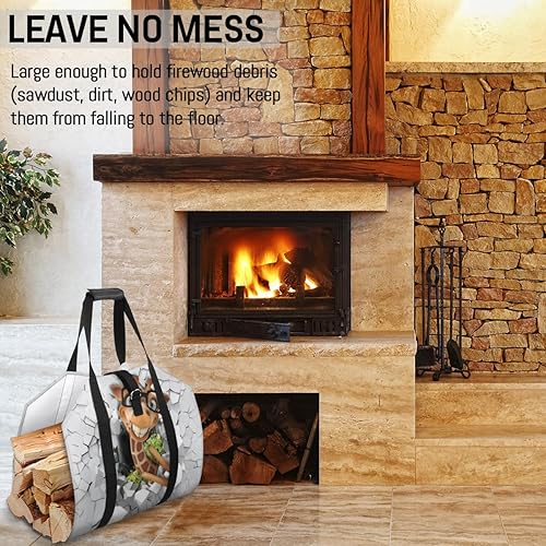 Miniatura 26 de Bolsa de transporte de leña de gallo, grande, duradera, para chimenea, accesorios para estufas de leña de 39 x 18 pulgadas, soporte para leña
