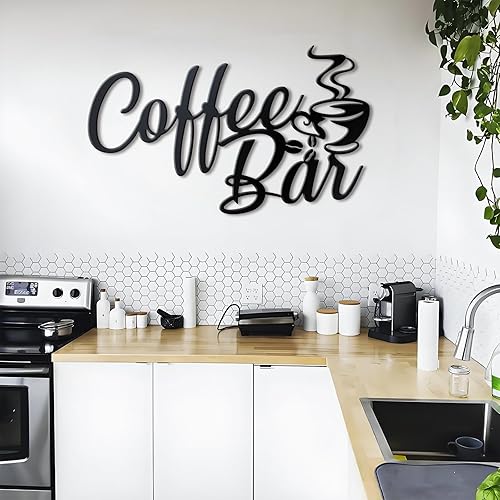 Miniatura 8 de KOYILTD Letrero de metal negro para barra de café para pared, cafetería, cafetería, decoración de pared, accesorios de cocina, letrero de taza negra